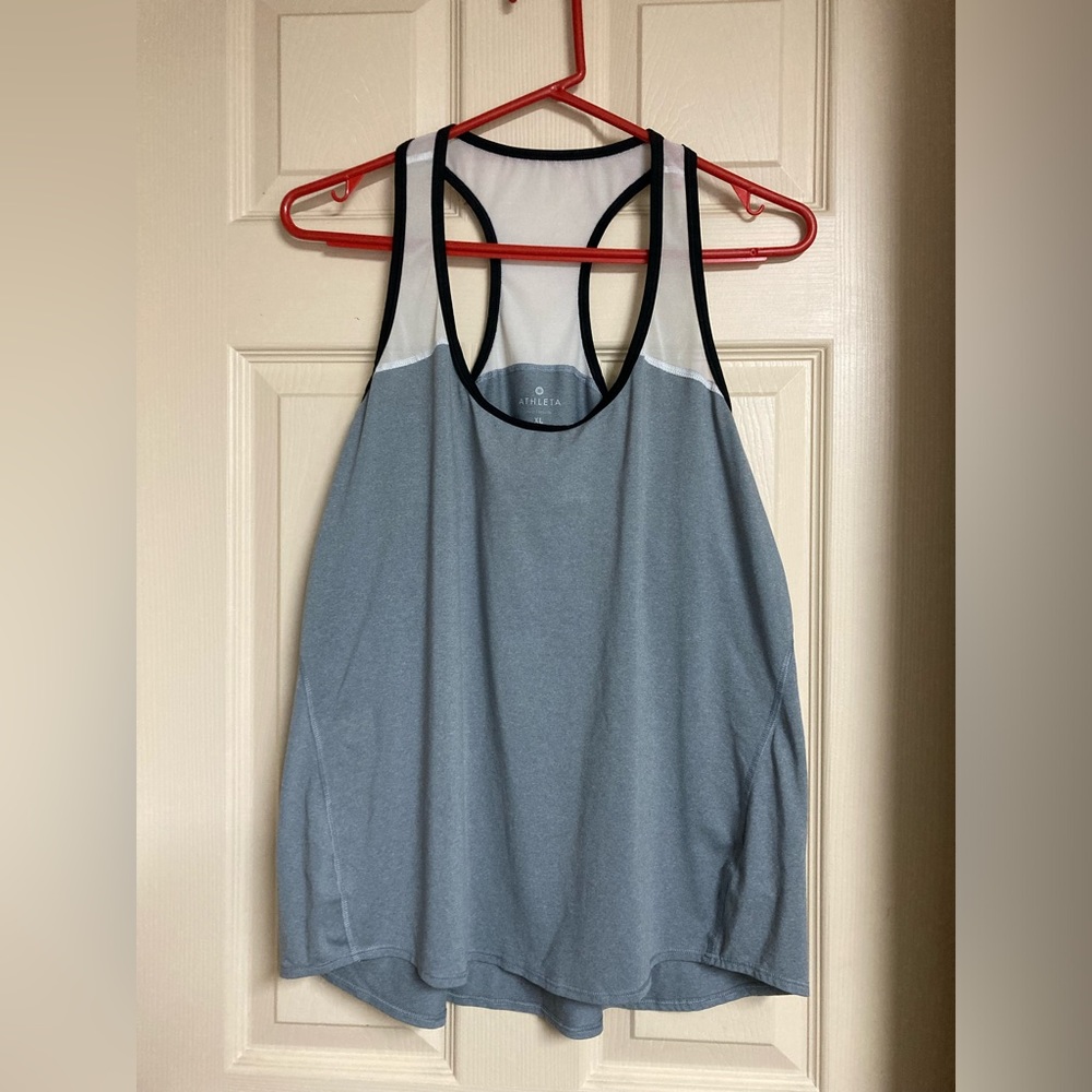 Athleta Mesh Athletic Grey, Black and White Activewear Tank Top sz XL